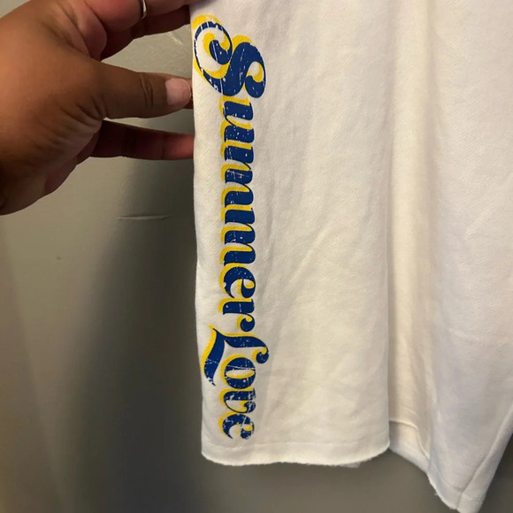 White summer lounge fleece shorts - pull on style Bermuda length summer print - Picture 2 of 9